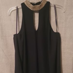 Love on Tap Black Beaded Neck Top Size M
